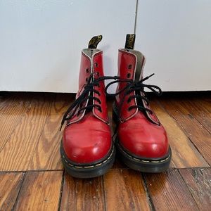 Vintage Dr. Martens Red Leather Boots - Made in England - size US 7